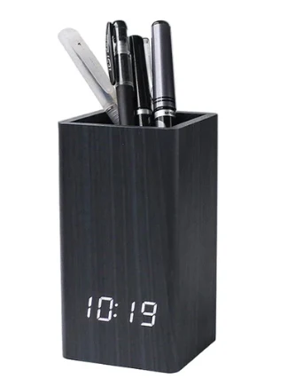 MTech LED Pen Holder Clock with Sound Control, Alarm & Temperature Display - Image 2
