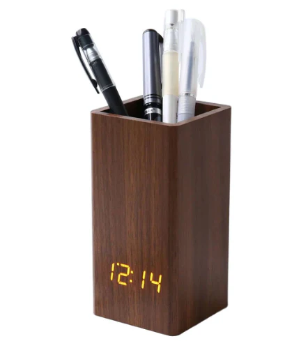 MTech LED Pen Holder Clock with Sound Control, Alarm & Temperature Display - Image 3