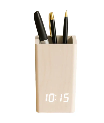MTech LED Pen Holder Clock with Sound Control, Alarm & Temperature Display - Image 4