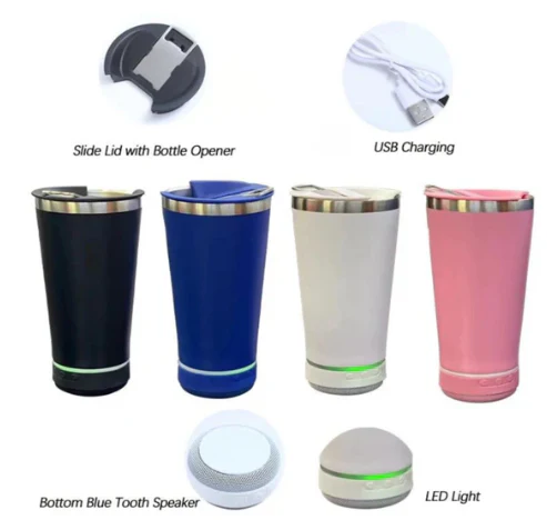MTech LED Stainless Steel Wireless Music Drinks Cup - 473ml - Image 9