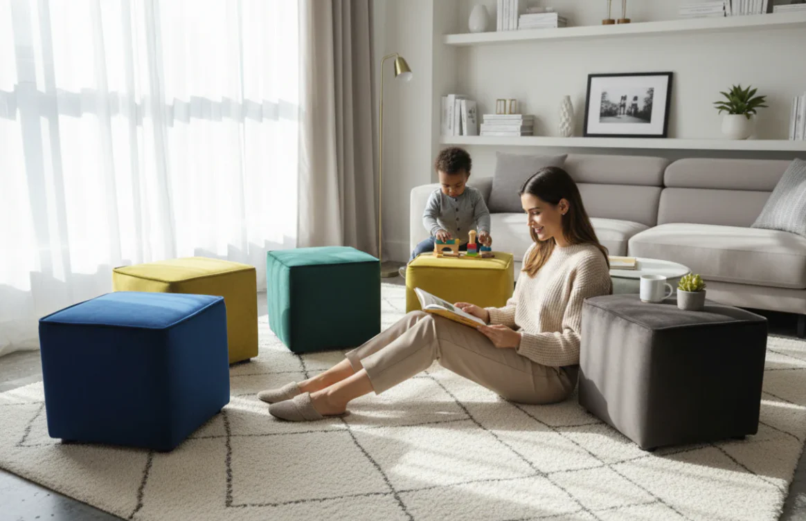 Nu Dekor Square Ottoman Stool - Set Of 2 - Image 3