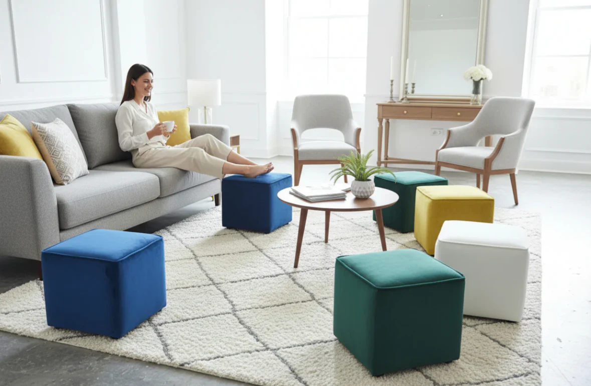 Nu Dekor Square Ottoman Stool - Set Of 2 - Image 4