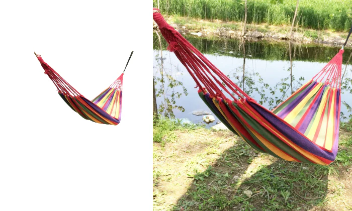 Outdoor Single Canvas Hammock - Image 2