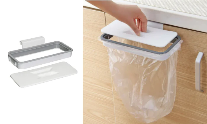 Over Door Trash Bag Holder With Lid - Image 2