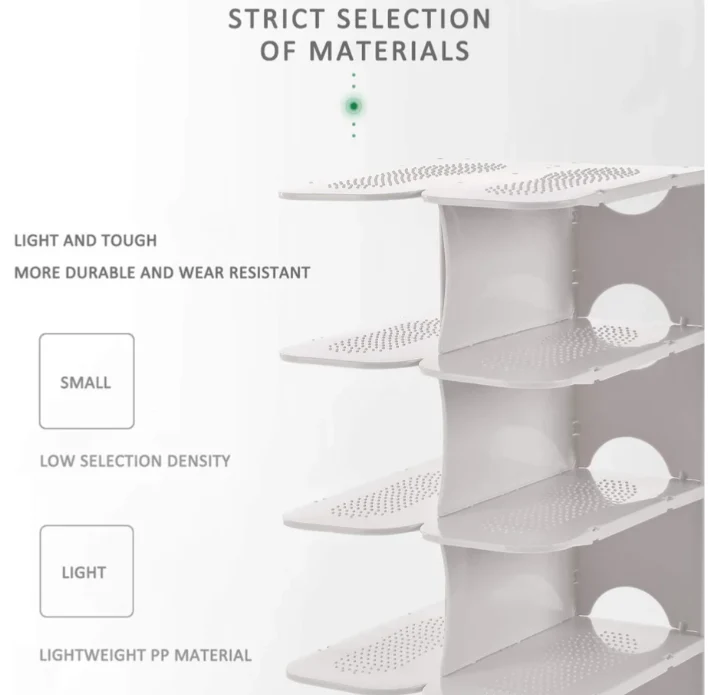 Pillar 6 Layer Shoe Rack - White - Image 4