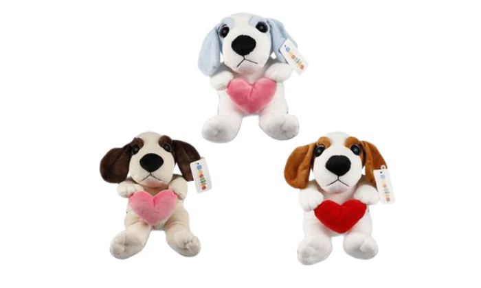 Plush Love Dog with Heart Assorted – 27cm