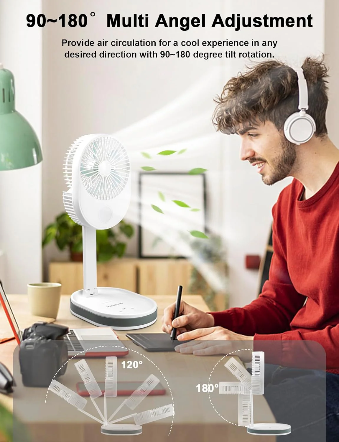 Portable Rechargeable Foldable LED Fan - Image 3