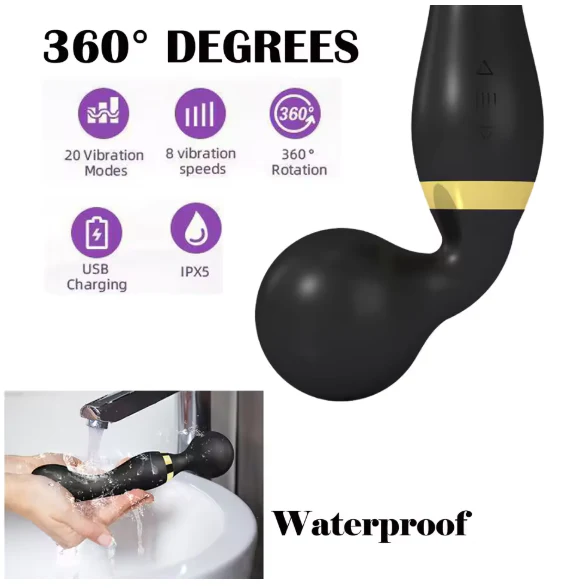 360° 20-Speed Double-Vibration Magic Wand Vibrator - Image 7
