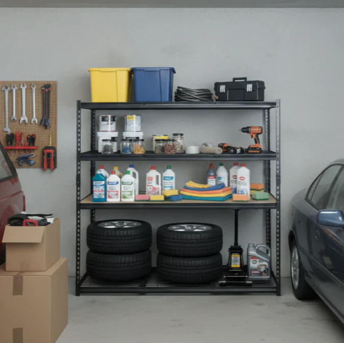 PrimeRack 4 Tier Shelf - 183 x 150 x 50cm - MDF & Metal Net Layers - 150kg/ Layer Matt Black - Image 6