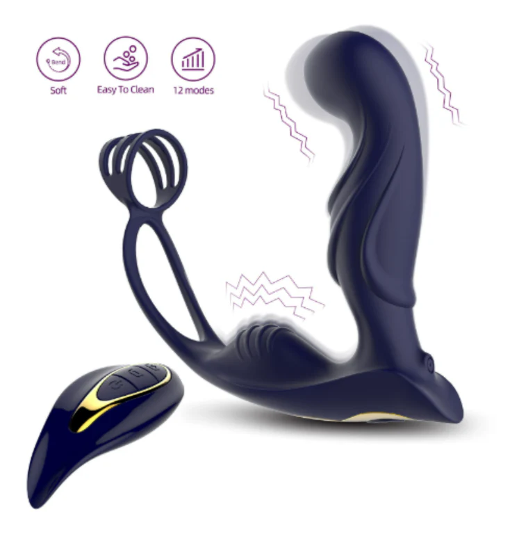 Prostate Massager with Penis Ring - Image 3