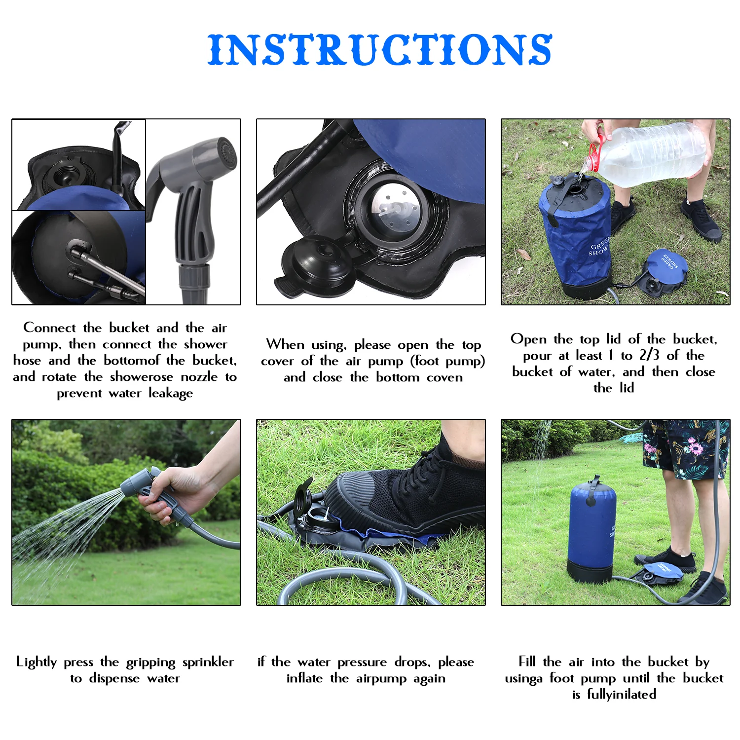Outdoor PVC Pressure Shower with Foot Pump - Image 3