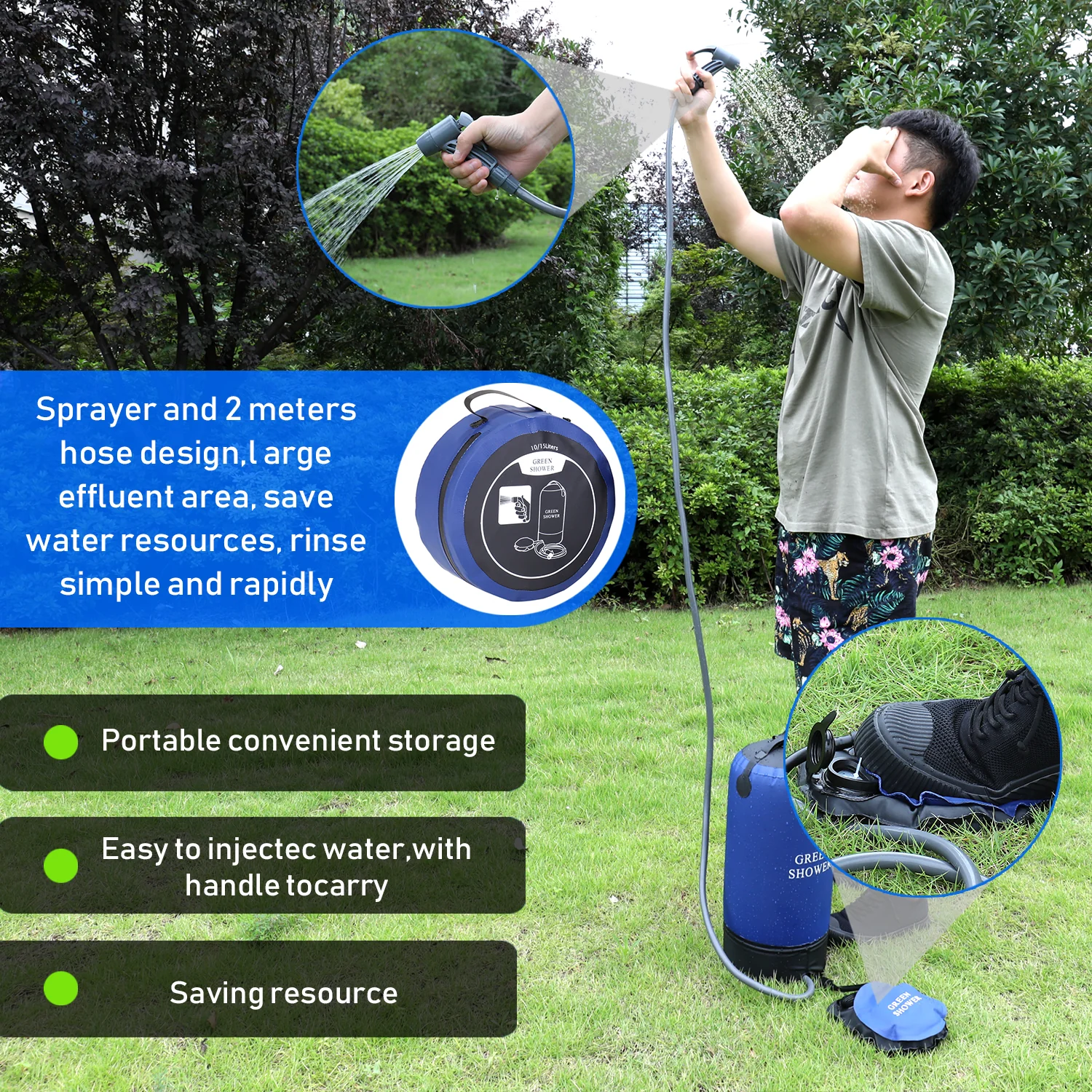 Outdoor PVC Pressure Shower with Foot Pump - Image 4