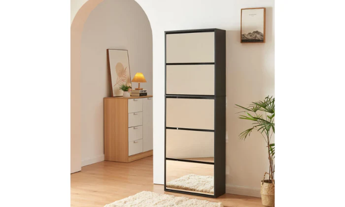 Riverstone 5 Tier Mirror Shoe Cabinet - Finery - Image 3