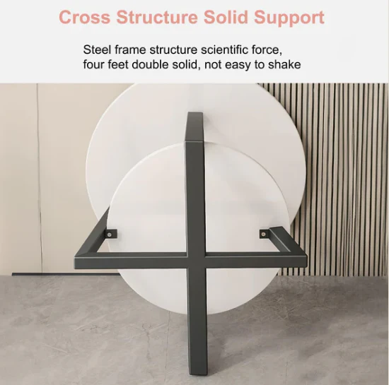 Round Side Table – 2-Tier Marble Texture Coffee Table With Metal Frame & Open Storage - Image 4
