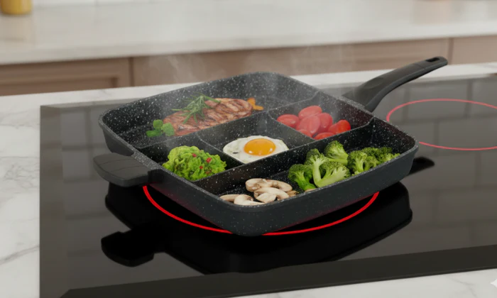 Royalty Line 32cm Marble Coating 4-in-1 Grill & Fry Pan - Black