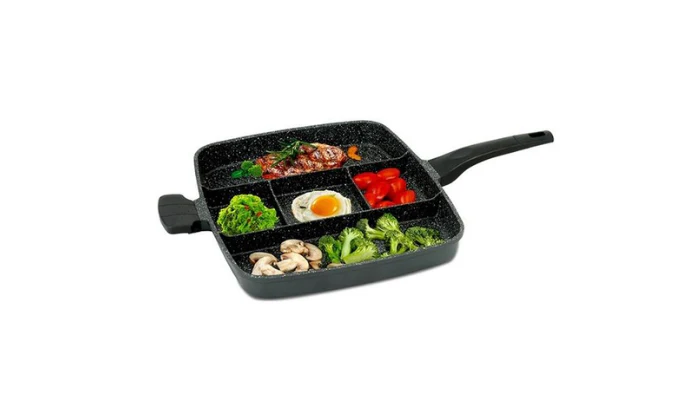 Royalty Line 32cm Marble Coating 4-in-1 Grill & Fry Pan - Black - Image 2