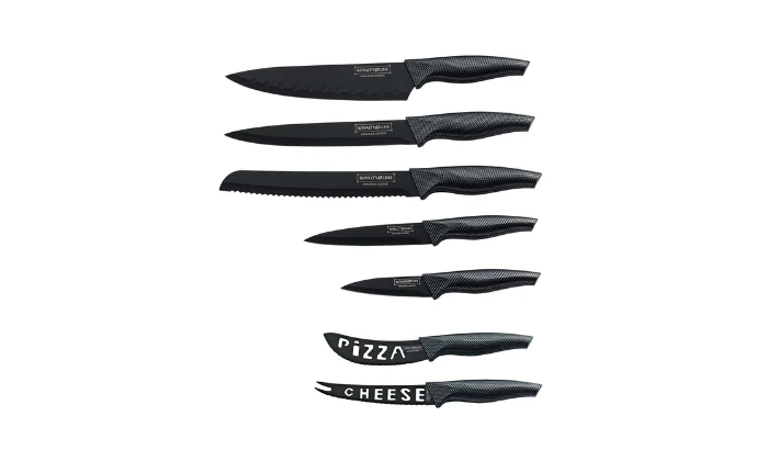Royalty Line 7-Piece Marble Coating Knife Set - Black