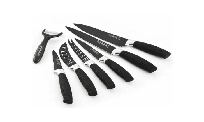 Royalty Line Non-Stick Coating Knife Set 7 Piece - Black - Image 2