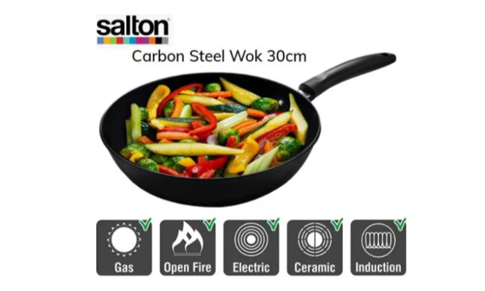 Salton Carbon Steel Wok 30cm - Image 2