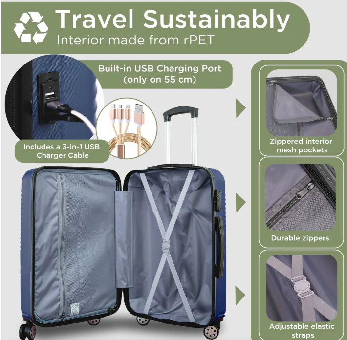 Santorini Hardshell Luggage Set - 360 Spinner Wheels - 4 Piece - Image 9