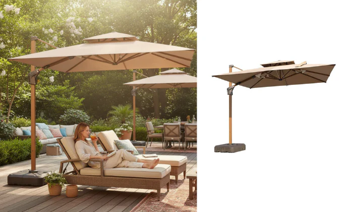 Shayd 3m Sky Outdoor Cantilever Umbrella - Beige