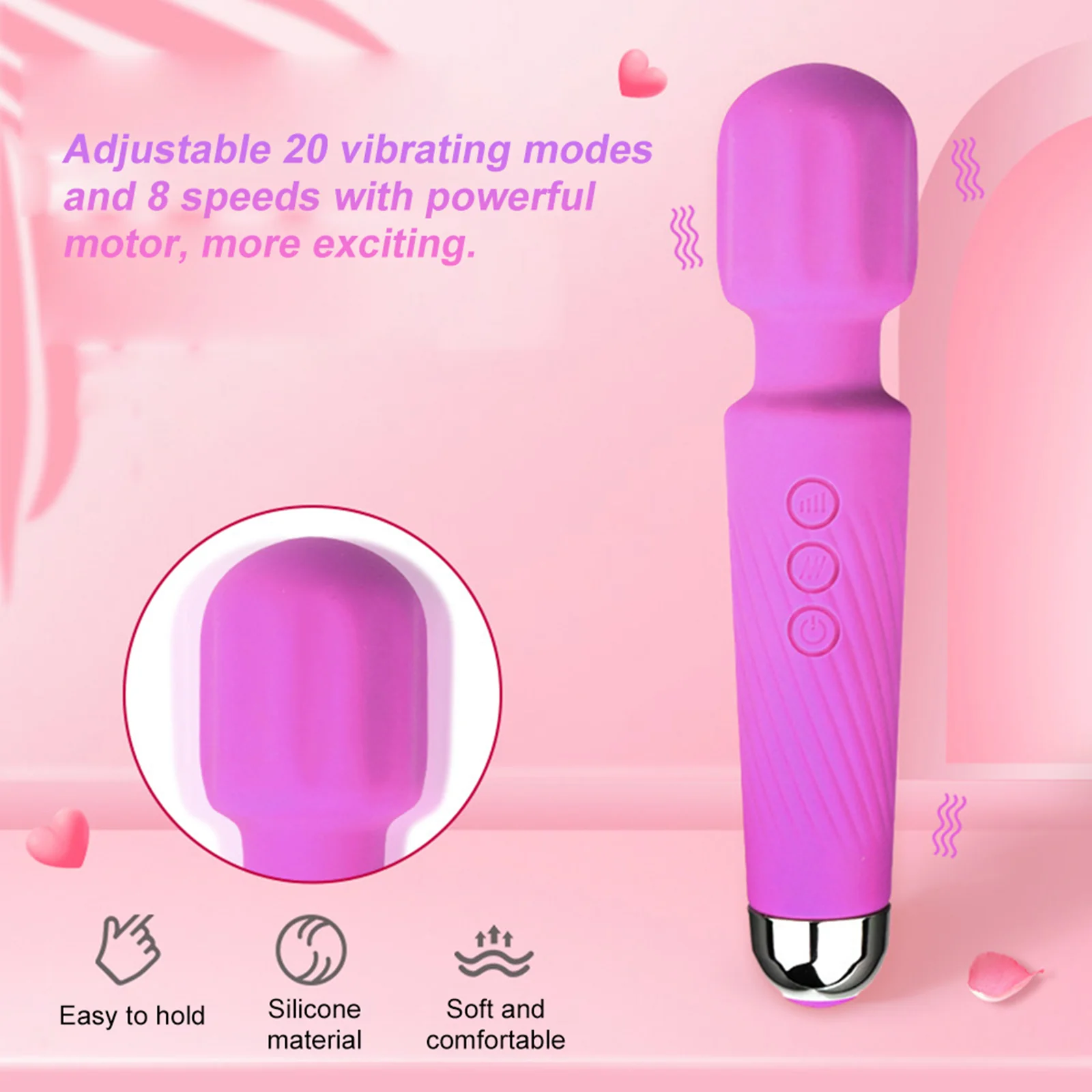 20 Frequency Silicone Wand Vibrator - Image 4