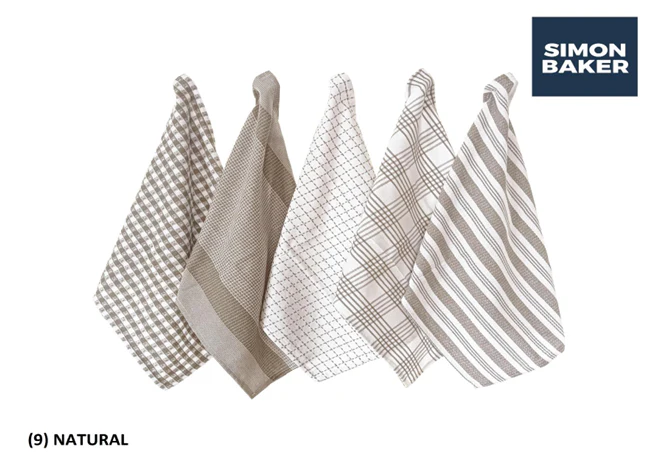 Simon Baker Cotton Kitchen Towel Set – Pack of 5 - Image 11