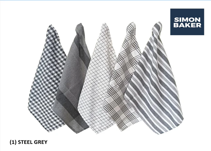 Simon Baker Cotton Kitchen Towel Set – Pack of 5 - Image 3