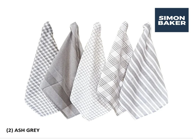 Simon Baker Cotton Kitchen Towel Set – Pack of 5 - Image 4