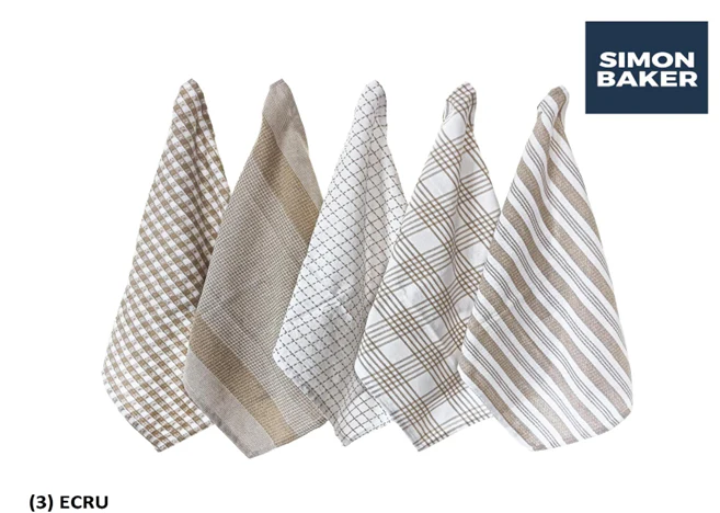 Simon Baker Cotton Kitchen Towel Set – Pack of 5 - Image 5