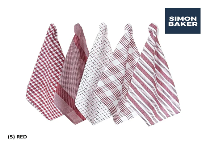 Simon Baker Cotton Kitchen Towel Set – Pack of 5 - Image 7