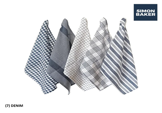 Simon Baker Cotton Kitchen Towel Set – Pack of 5 - Image 9