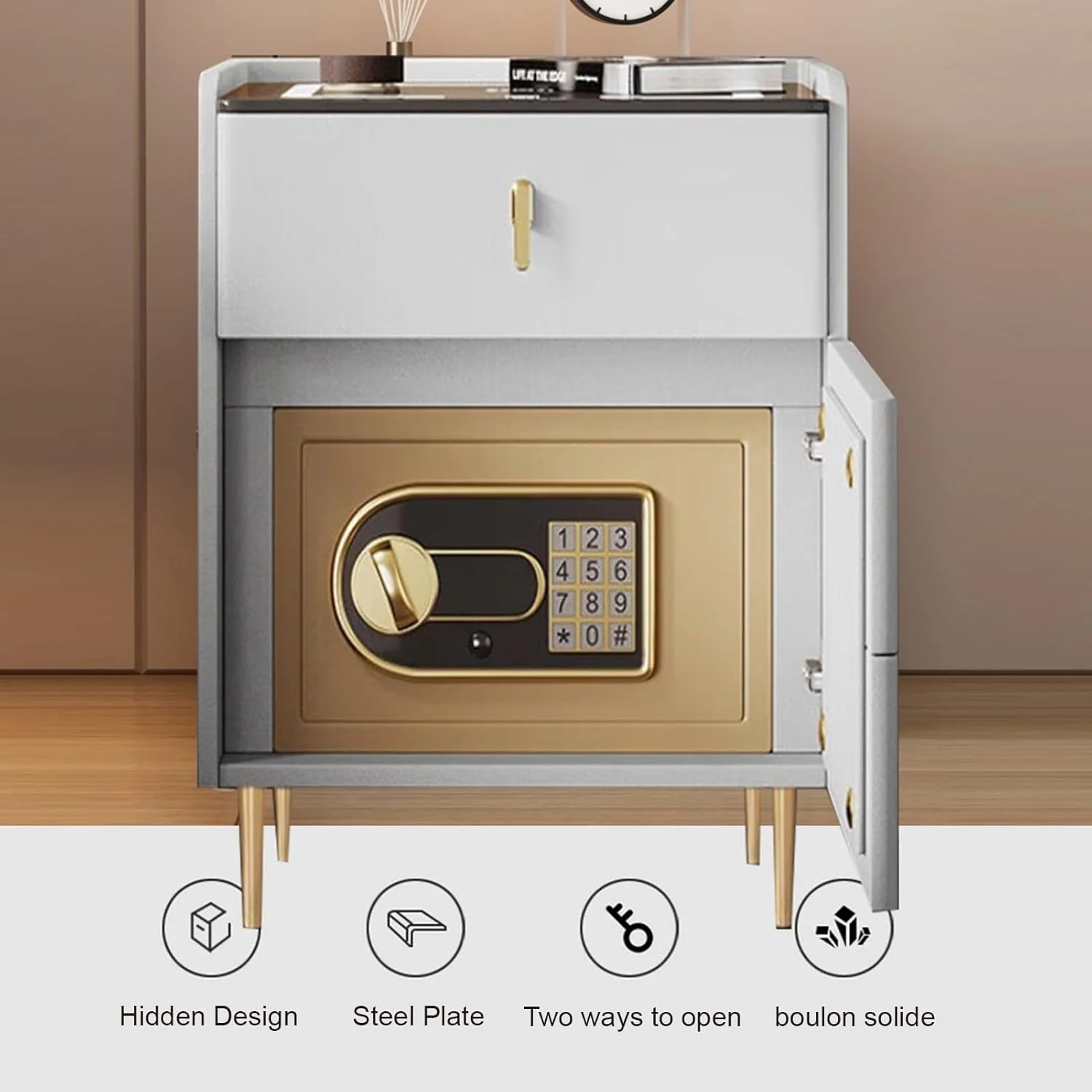 Wireless Charging Smart Multifunctional Bedside Table & Integrated Safe - Image 3