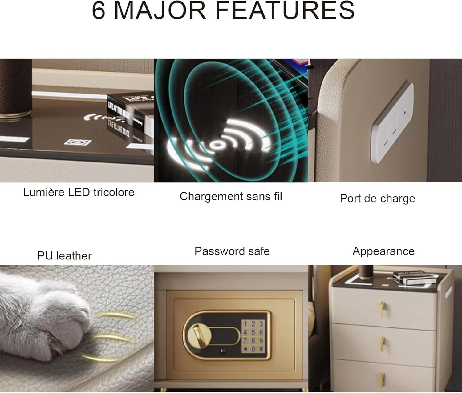 Wireless Charging Smart Multifunctional Bedside Table & Integrated Safe - Image 7