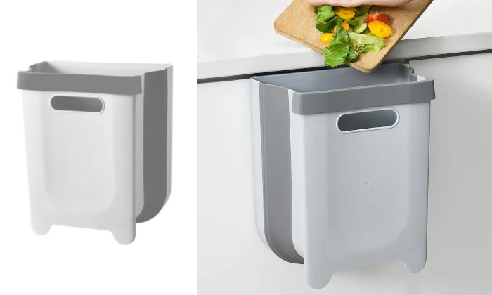 Space Saver Collapsible Trash Bin - Grey - Image 2
