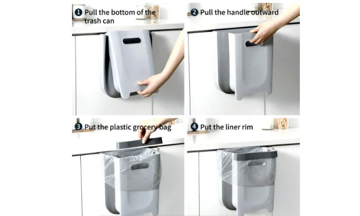 Space Saver Collapsible Trash Bin - Grey - Image 4