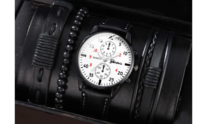 Men’s Fashion Quartz Watch & Bracelet Set