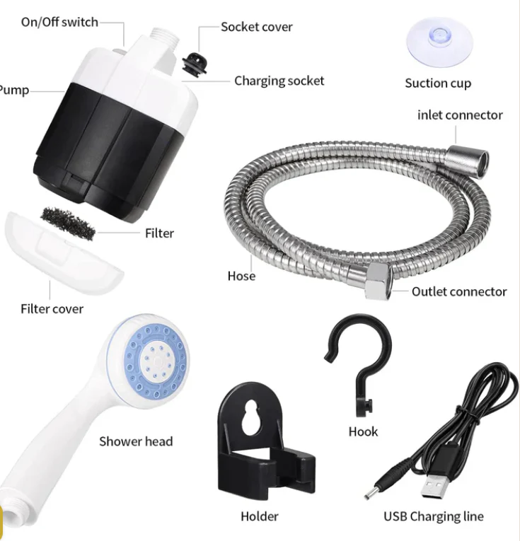 USB Rechargeable Portable Camping Shower - Image 5