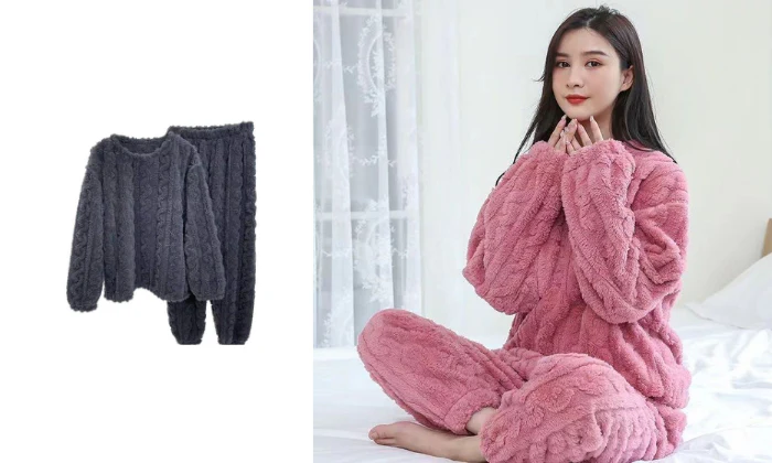 Winter Fleece-Lined Super Thick Pajama Set