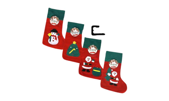 Christmas Stocking Felt with Applique (40cm, Assorted)