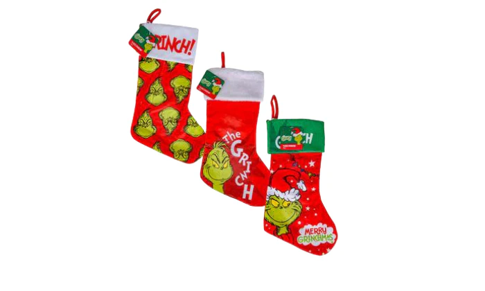 Christmas Stocking – Grinch (45cm, 3 Assorted)