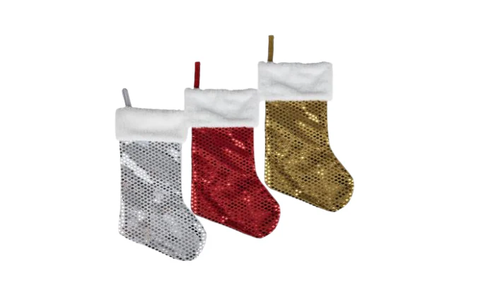 Christmas Stockings with Sequins (40cm, Assorted)